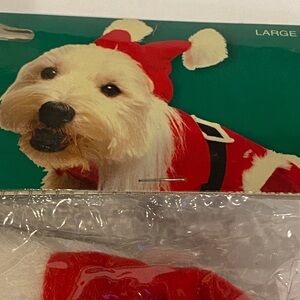 Dog Pet 2-Piece Santa Claus Suit & Hat Costume Holiday Christmas Size Large NWT